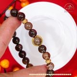  Vòng Tay Gỗ Hóa Thạch 8mm Phối Charm Bọc Đá 