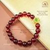  Vòng Tay Đá Garnet 8mm 5A Phối Charm Cỏ 4 Lá 