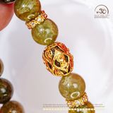  Vòng Tay Garnet Xanh 10mm 3A Phối Charm Tam Thánh Pháp Luân 