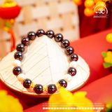  Vòng Tay Garnet Phối Charm Ngọc Trai Trắng 