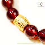 Vòng Tay Garnet 9mm 5A Phối Charm Lu Thống Đính Đá 