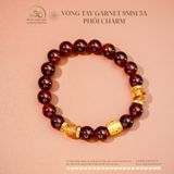  Vòng Tay Garnet 9mm 5A Phối Charm Lu Thống Đính Đá 