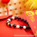  Vòng Tay Garnet Phối Charm Ngọc Trai Trắng 