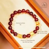  Vòng Tay Garnet 9mm 5A Phối Charm Lu Thống Đính Đá 