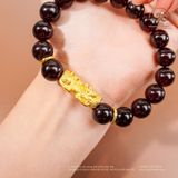  Vòng Tay Đá Garnet Tím 11mm 5A Phối Tỳ Hưu 