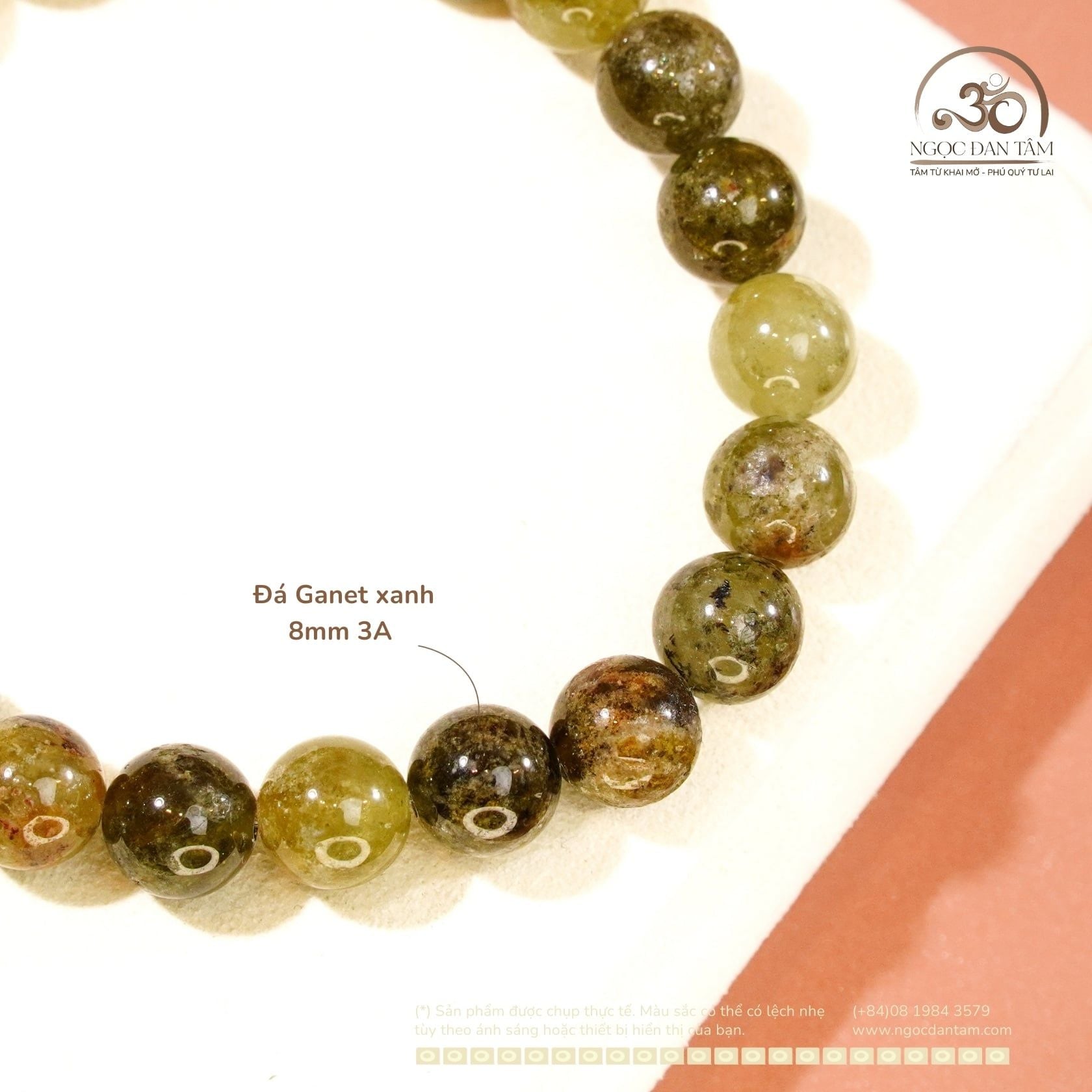  Vòng Tay Đá Ganet Xanh 8mm 3A 