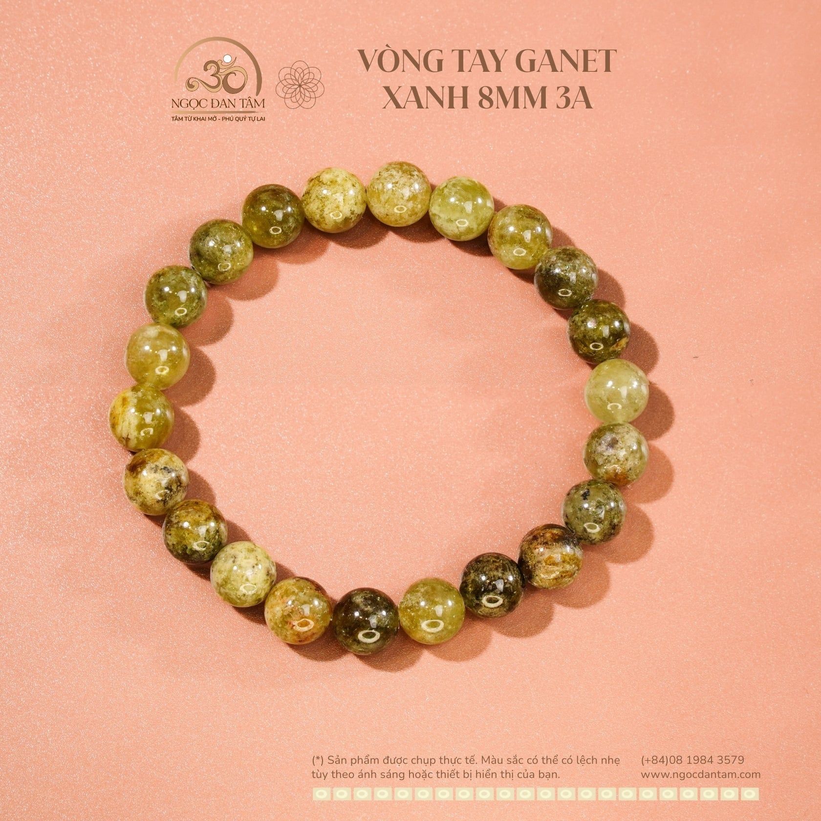  Vòng Tay Đá Ganet Xanh 8mm 3A 