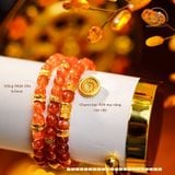  Vòng Tay Hồng Nhật Vận 6,5mm Phối Charm Bạc 925 Mạ Vàng Cao Cấp 
