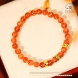  Vòng Tay Hồng Nhật Vận 6,5mm Phối Charm Răng Đính Đá Hồng Nhỏ 