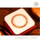  Vòng Tay Hồng Nhật Vận 6,5mm Phối Charm Răng Đính Đá Hồng Nhỏ 