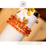  Vòng Tay Hồng Nhật Vận 6,5mm Phối Charm Bạc 925 Mạ Vàng Cao Cấp 