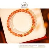  Vòng Tay Hồng Nhật Vận 6,5mm Phối Charm Răng Đính Đá Hồng Nhỏ 