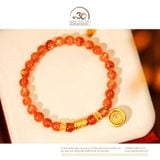  Vòng tay Hồng Nhật Vận 6,5mm Phối Charm Mặt Dây Chuyền 12 Con Giáp Vòng Xoay Đính Đá 