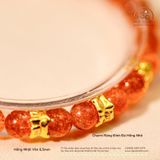  Vòng Tay Hồng Nhật Vận 6,5mm Phối Charm Răng Đính Đá Hồng Nhỏ 