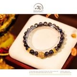  Vòng Tay Iolite 8mm 2A Phối Charm Tròn Hoa Đính Đá 