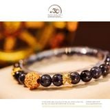  Vòng Tay Iolite 8mm 2A Phối Charm Tròn Hoa Đính Đá 