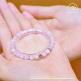  Vòng Tay Đá Kunzite 6mm 3A Phối Charm Đệm Hoa Cúc 