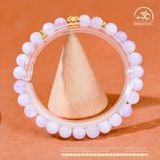  Vòng Tay Đá Kunzite 6mm 3A Phối Charm Trụ Hoa 5 cánh 