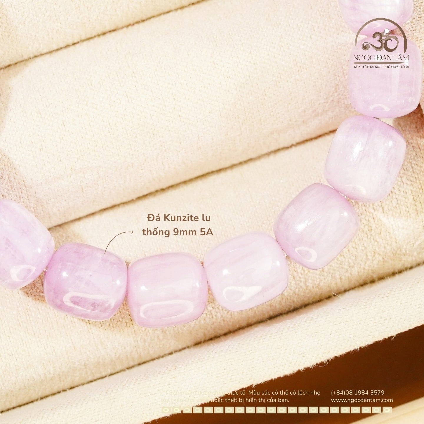  Vòng Tay Kunzite lu thống 9mm 5A 