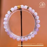  Vòng Tay Đá Kunzite 6mm 3A Phối Charm Trụ Hoa 5 Cánh & Charm Vảy Rồng Đá Xanh 