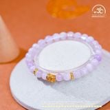  Vòng Tay Đá Kunzite 6mm 3A Phối Charm Trụ Hoa 5 cánh 