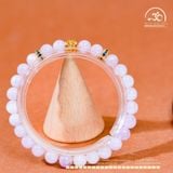  Vòng Tay Đá Kunzite 6mm 3A Phối Charm Trụ Hoa 5 Cánh & Charm Vảy Rồng Đá Xanh 