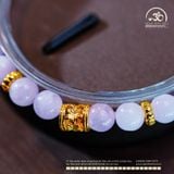  Vòng Tay Đá Kunzite 6mm 3A Phối Charm Trụ Hoa 5 cánh 
