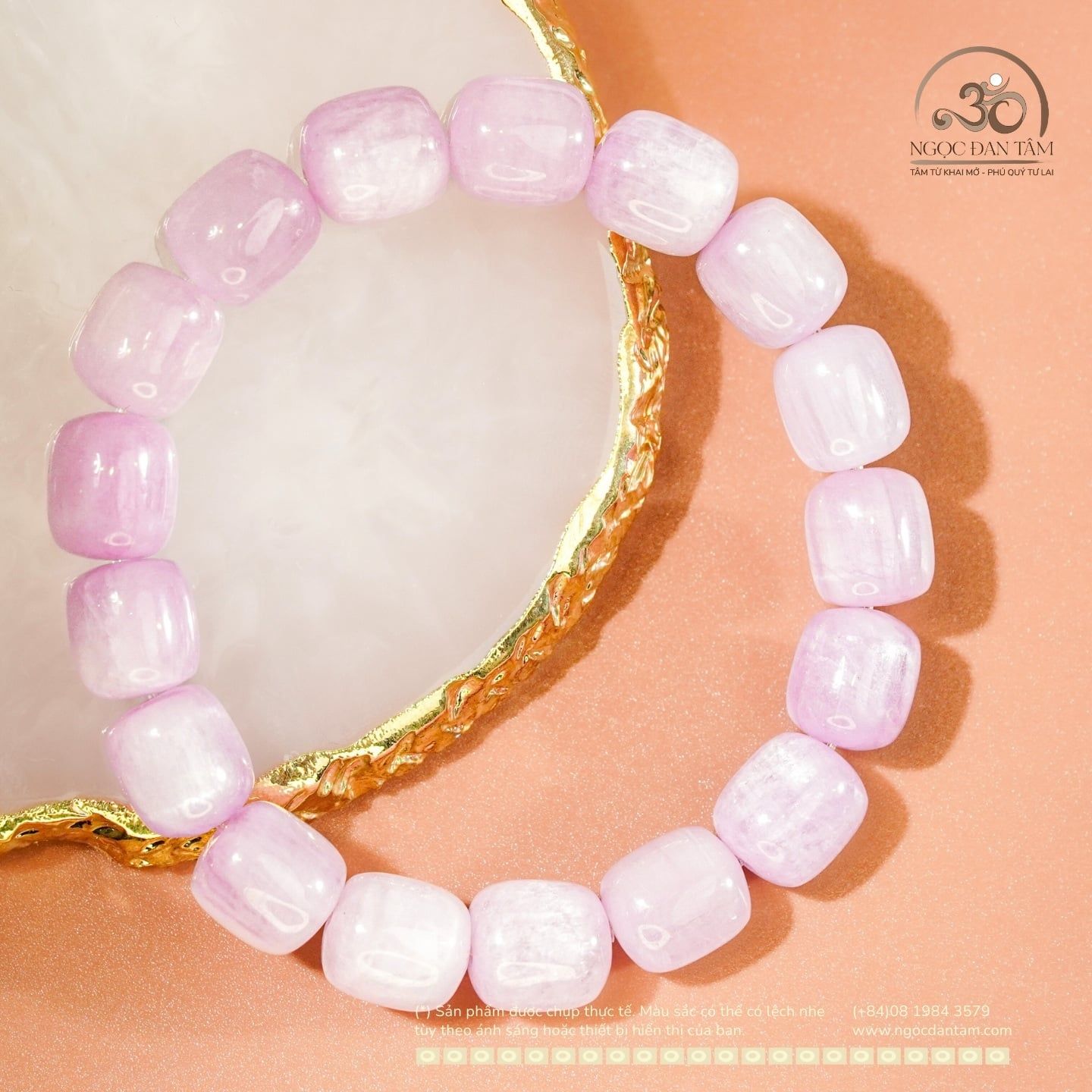  Vòng Tay Kunzite lu thống 9mm 5A 