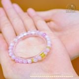  Vòng Tay Đá Kunzite 6mm 3A Phối Charm Trụ Hoa 5 cánh 