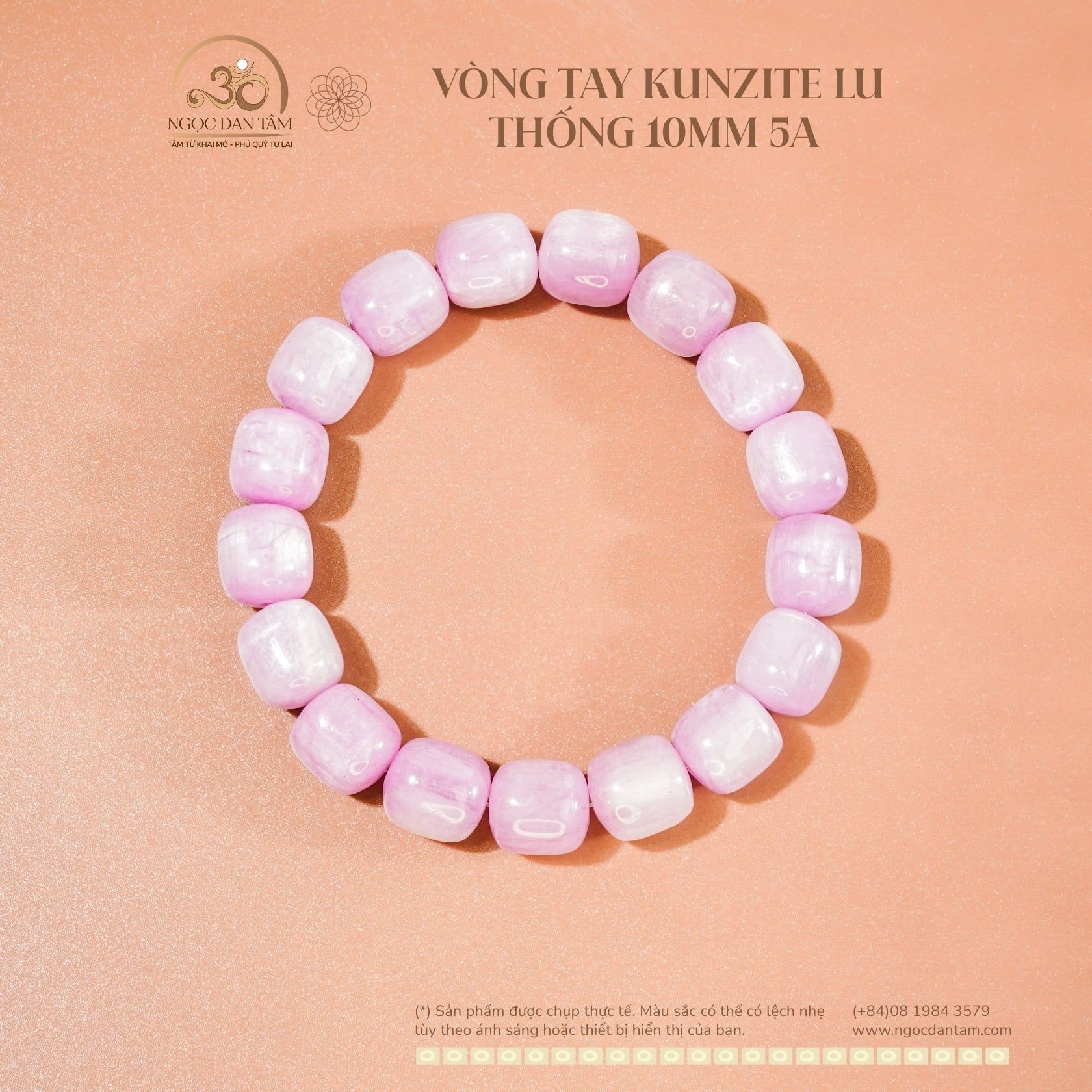  Vòng Tay Kunzite lu thống 10mm 5A 