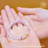  Vòng Tay Đá Kunzite 6mm 3A Phối Charm Trụ Hoa 5 Cánh & Charm Vảy Rồng Đá Xanh 