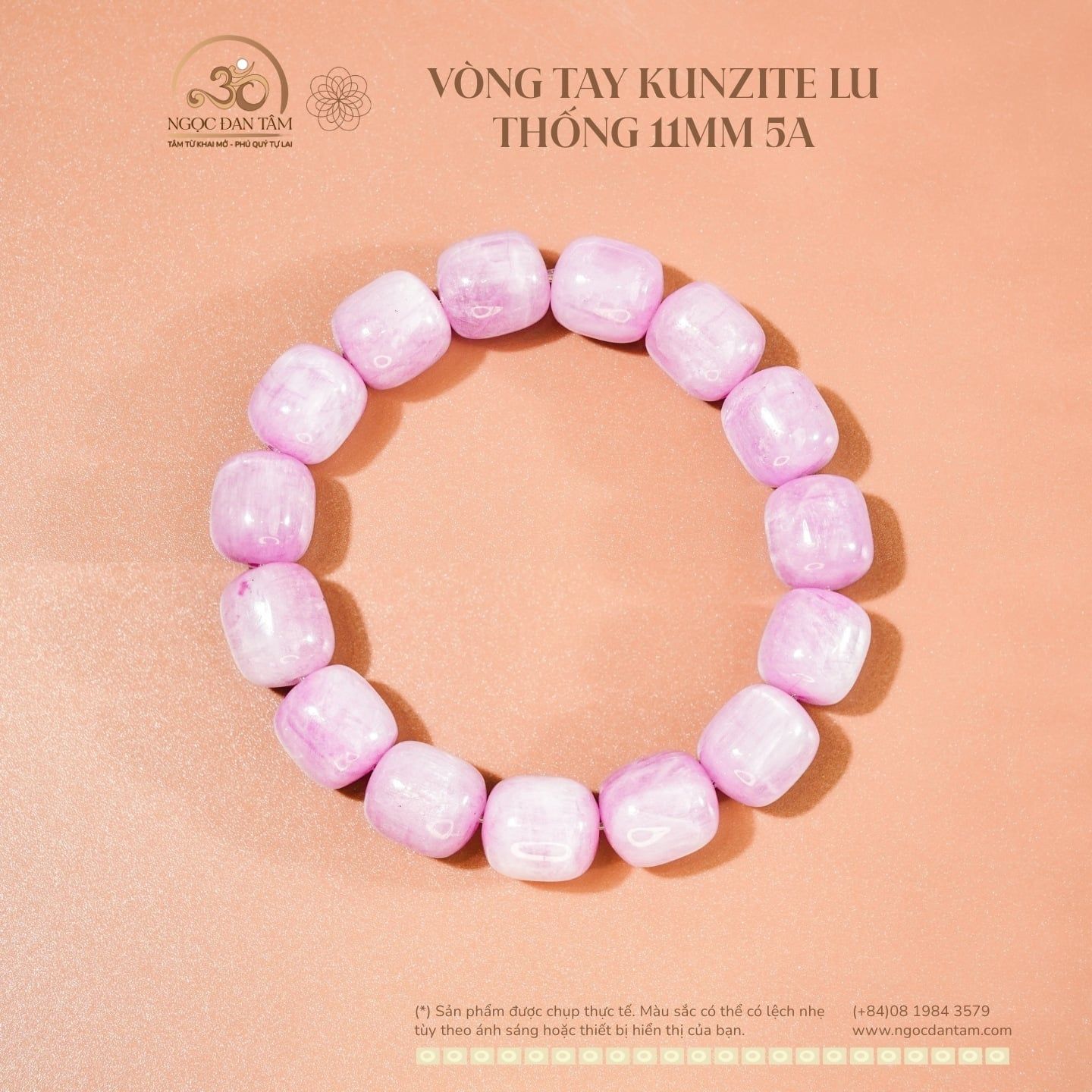  Vòng Tay Kunzite lu thống 11mm 5A 