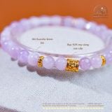  Vòng Tay Đá Kunzite 6mm 3A Phối Charm Trụ Hoa 5 cánh 