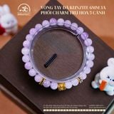  Vòng Tay Đá Kunzite 6mm 3A Phối Charm Trụ Hoa 5 Cánh & Charm Vảy Rồng Đá Xanh 