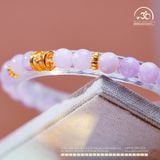  Vòng Tay Đá Kunzite 6mm 3A Phối Charm Trụ Hoa 5 cánh 