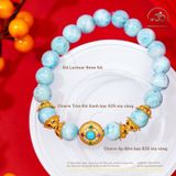  Vòng Tay Larimar 9mm 5A Phối Charm Tròn Đá Xanh 