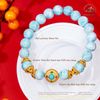  Vòng Tay Larimar 9mm 5A Phối Charm Tròn Đá Xanh 