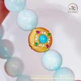  Vòng Tay Ngọc Thanh Bình 10mm 5A Phối Charm Tròn Đá Xanh 