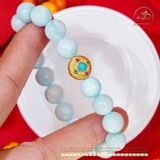  Vòng Tay Ngọc Thanh Bình 10mm 5A Phối Charm Tròn Đá Xanh 