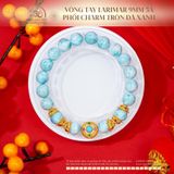  Vòng Tay Larimar 9mm 5A Phối Charm Tròn Đá Xanh 