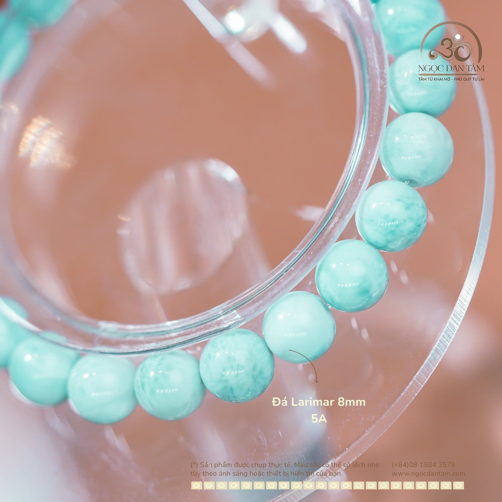  Vòng Tay Đá Larimar 8mm 5A 