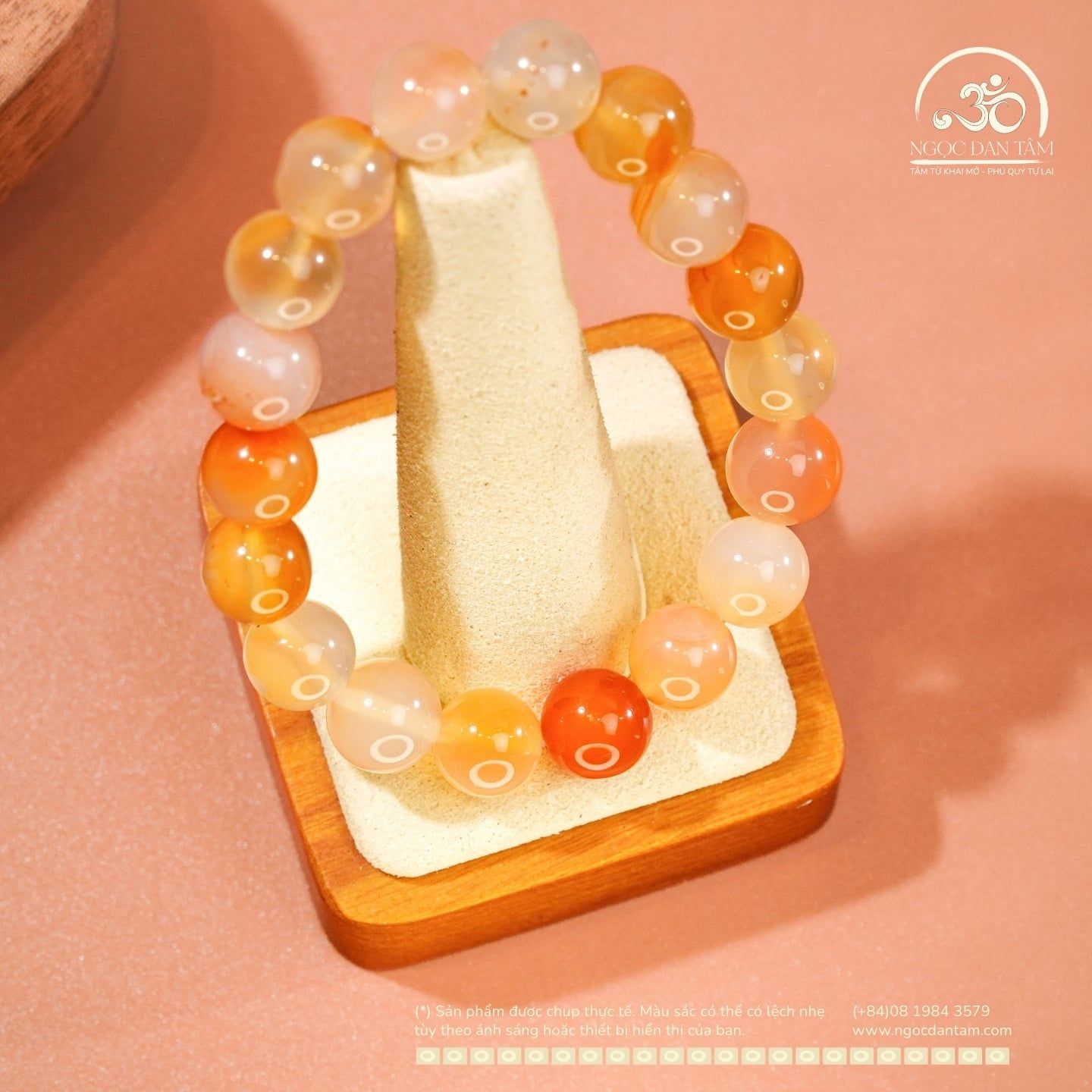  Vòng Tay Đá Mã Não Cam Đỏ 10mm 