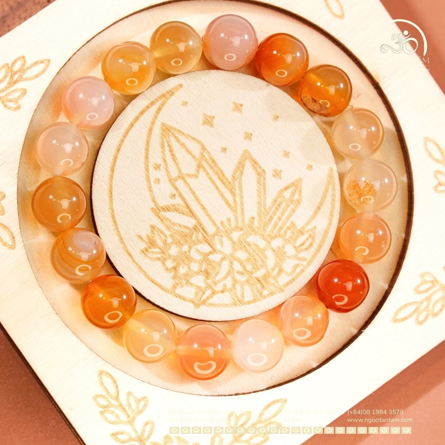  Vòng Tay Đá Mã Não Cam Đỏ 10mm 