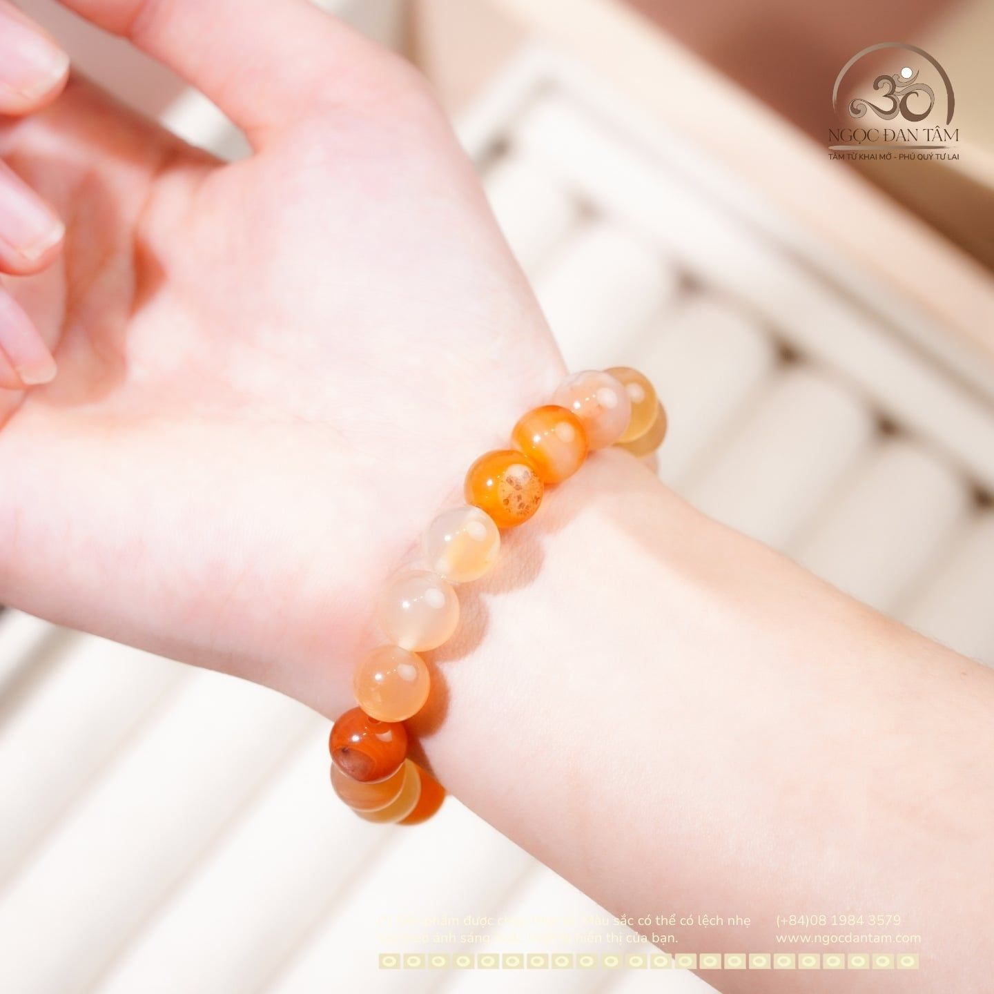  Vòng Tay Đá Mã Não Cam Đỏ 10mm 