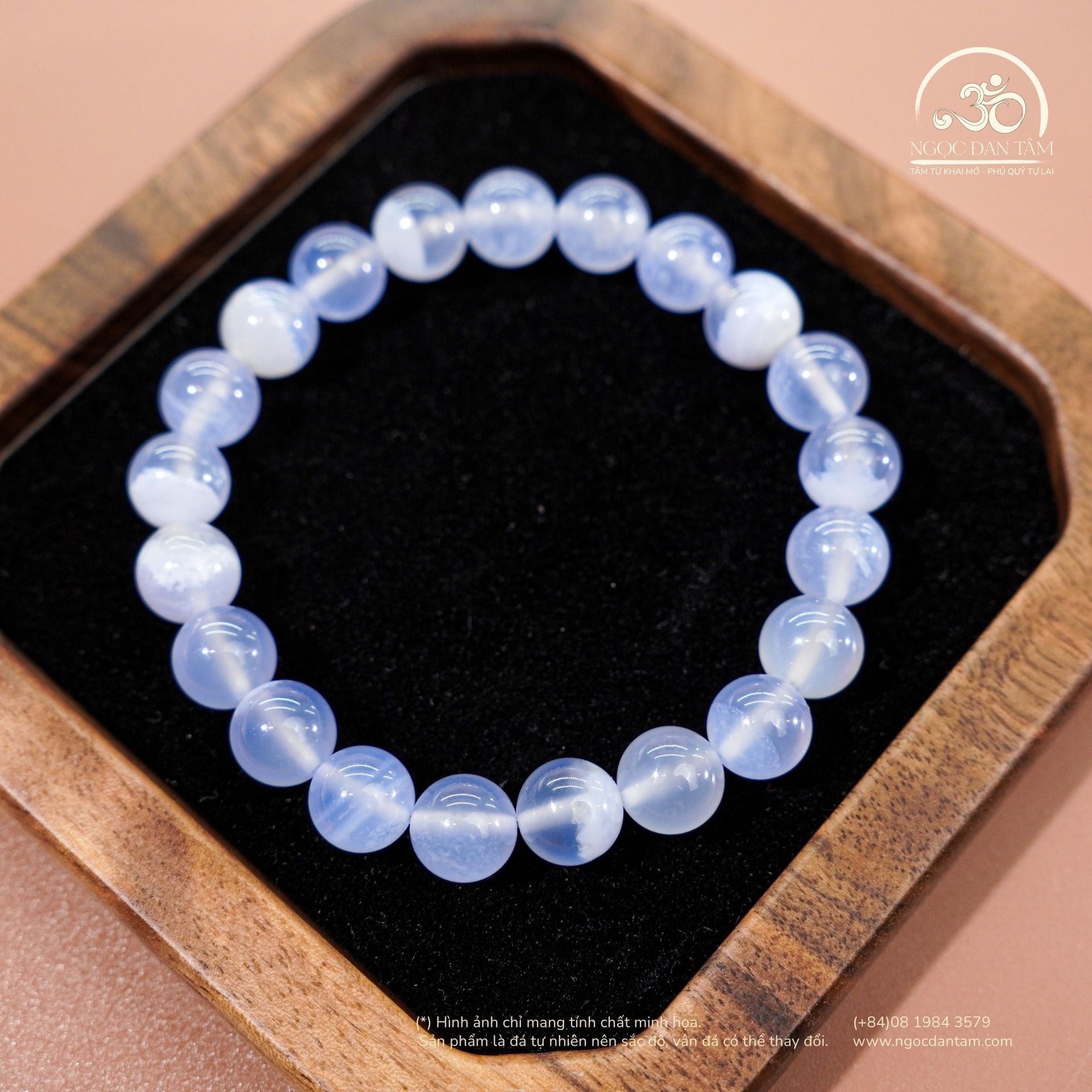  Vòng Tay Đá Mã Não Xanh Lace 8mm 4A 