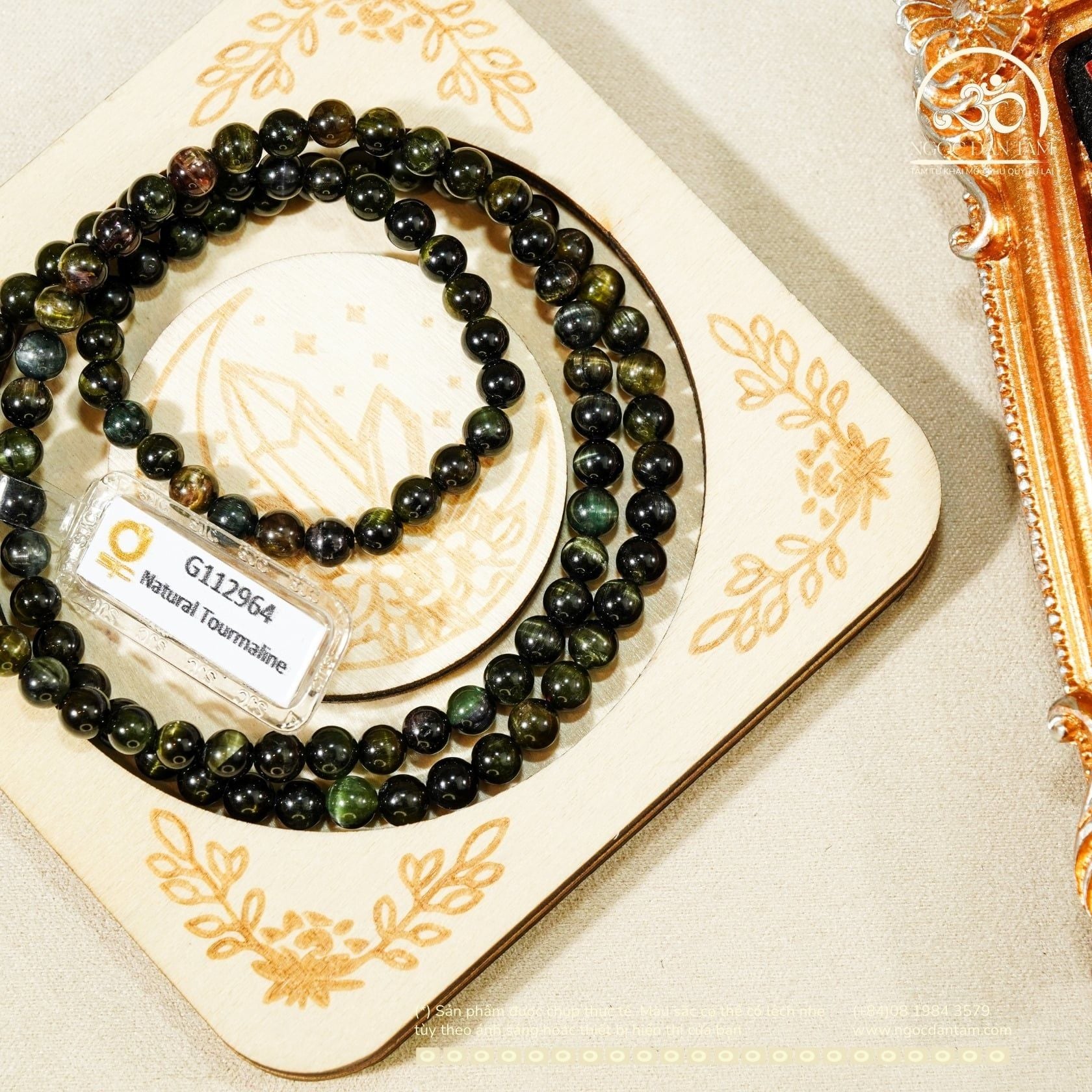  Vòng Tay Tourmaline Mắt Mèo 5mm 