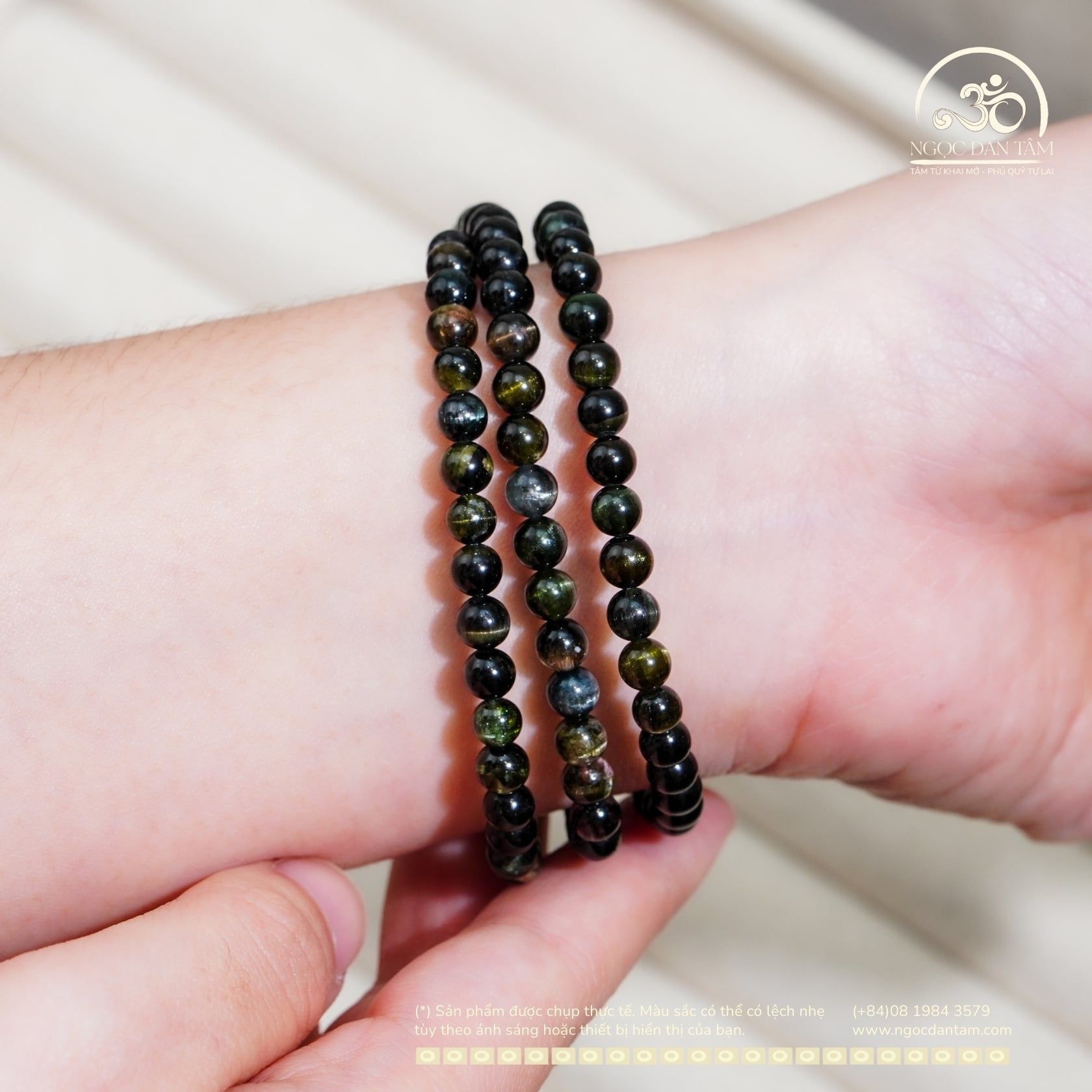  Vòng Tay Tourmaline Mắt Mèo 5mm 