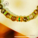  Vòng Tay Đá Mắt Rồng Xanh 8mm 2A Phối Charm Lu Thống Lục Tự 