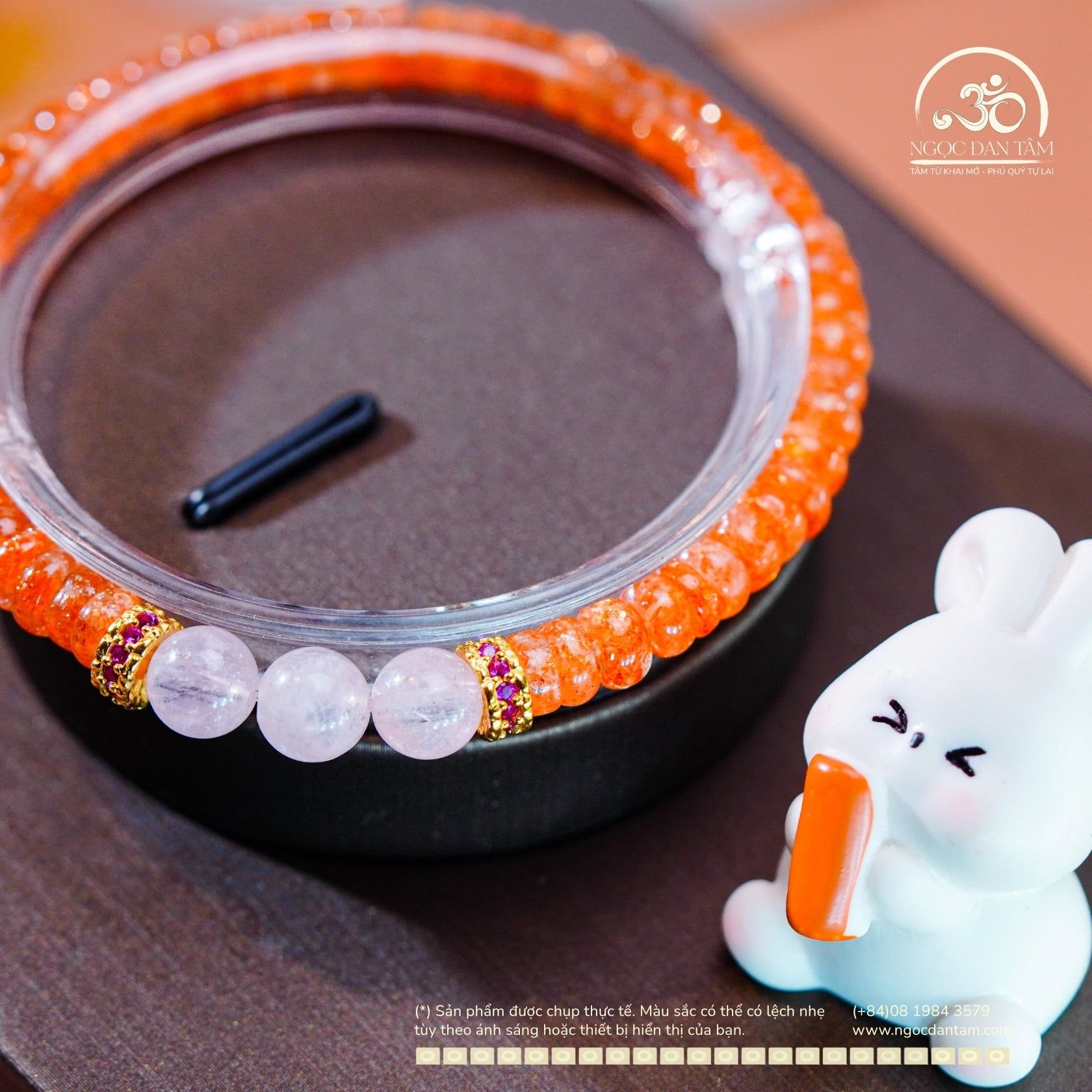  Vòng Tay Đá Mặt Trời Bánh Xe 4*7mm 5A Phối Morganite 6mm 3A 