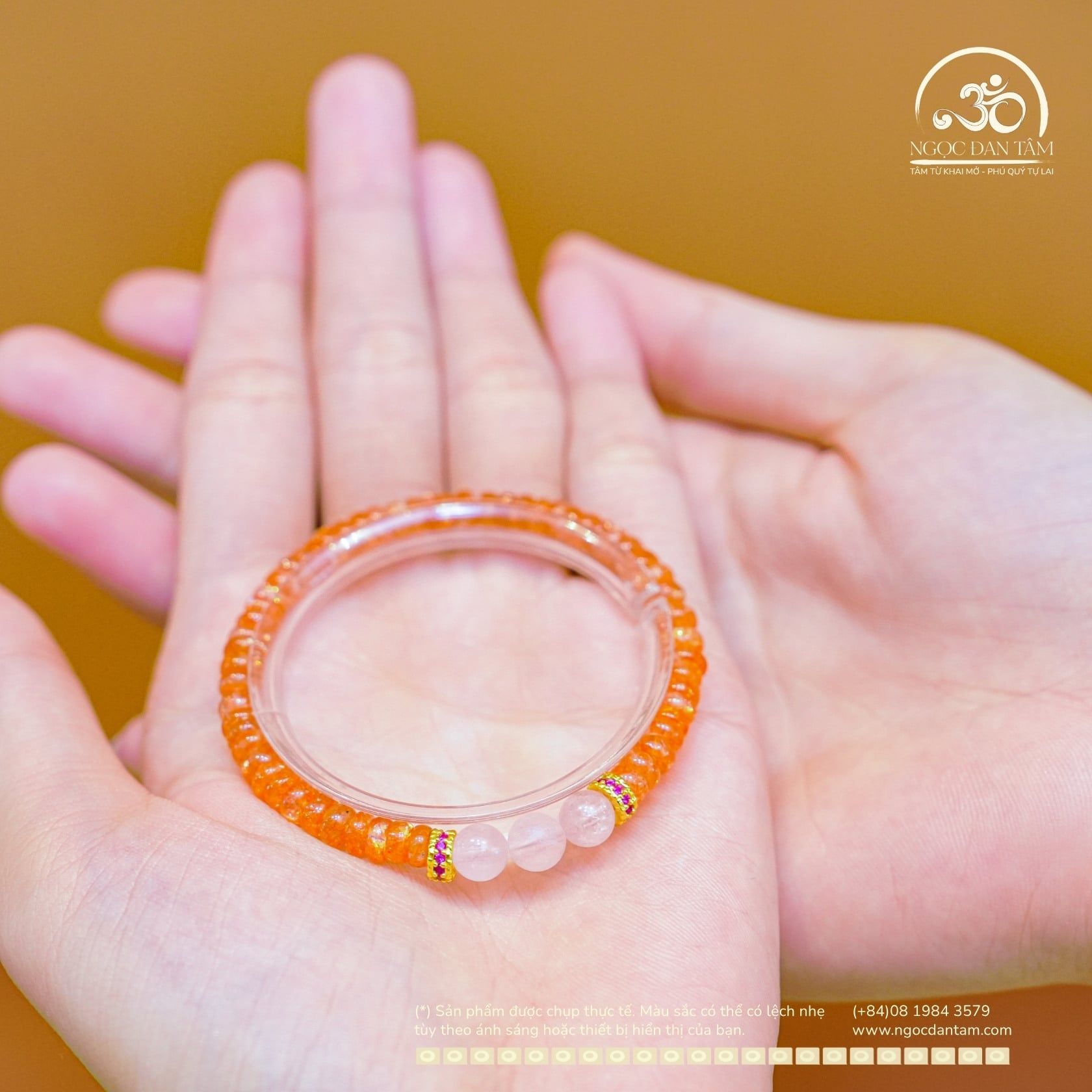  Vòng Tay Đá Mặt Trời Bánh Xe 4*7mm 5A Phối Morganite 6mm 3A 